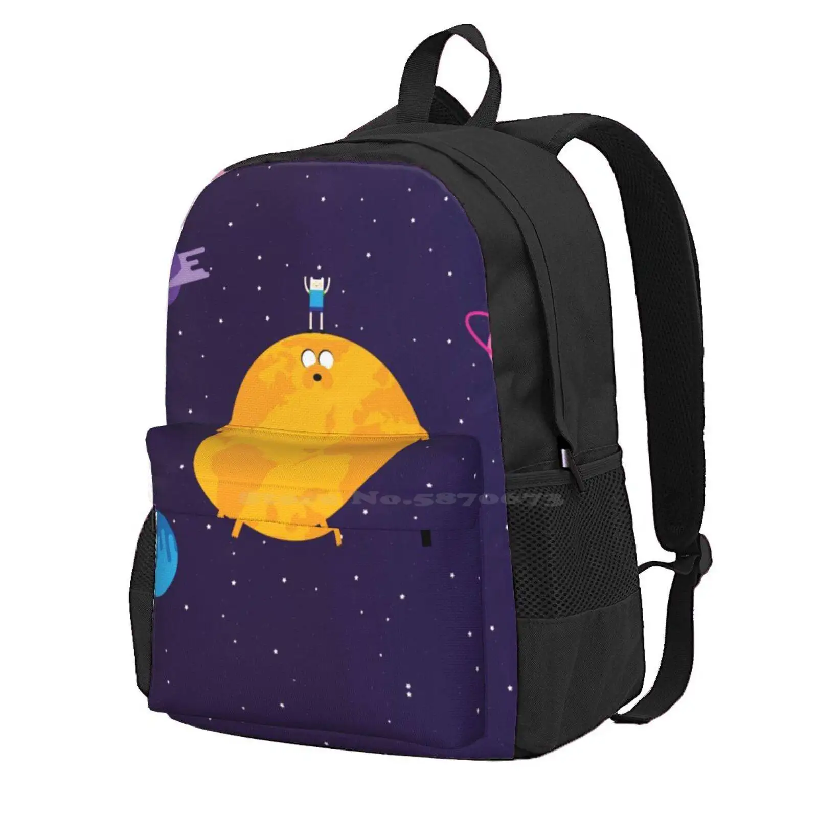 On Top Of The World (Adventure Time) Hot Sale Schoolbag Backpack Fashion Bags Adventure Time Fan Art Finn And Jake Flame