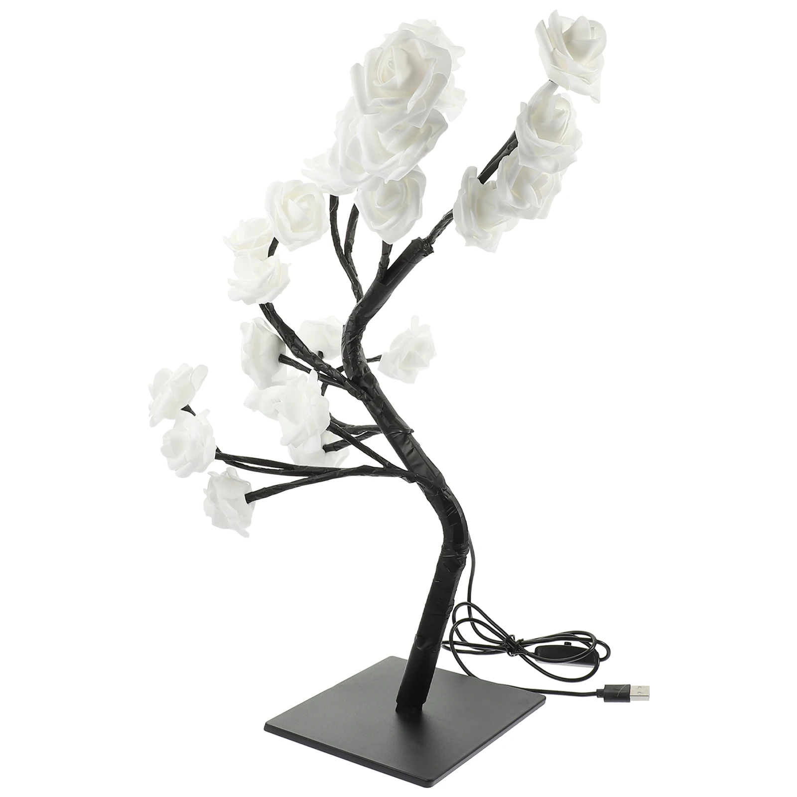 

LED Rose 33cm Rose Tree Lamp Warm White USB Desk Light PVC Material Bedroom Decor Flower Tree Lamps Romantic Table Lamp