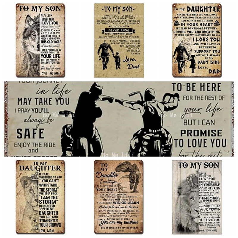 Dad And Son Biker To My Son Never Forget That I Love You Vintage Metal Sign Viking Father To My Daughter Poster