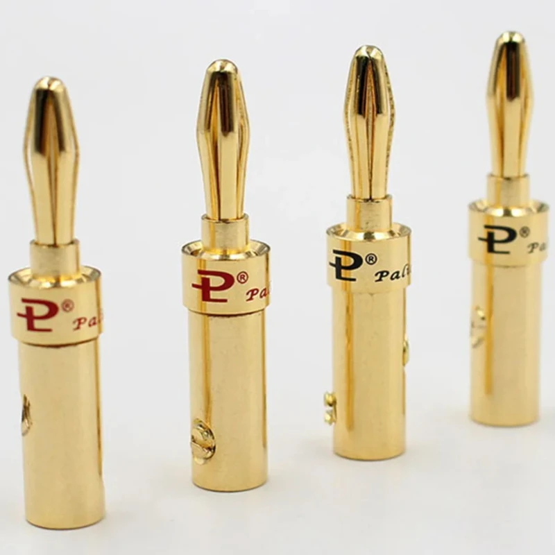 4PCS 24K Gold Plated Copper Banana Plugs for Amplifier/Home Theater - High-Current, Anti-Oxidation Easy Install Durable