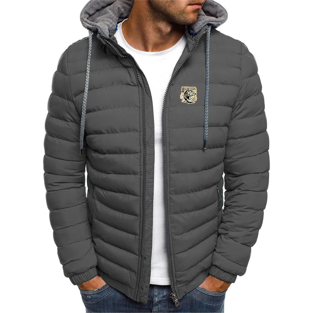 Left 4 Dead Bull Shifters Men's Thick Warm Jacket Winter Casual Stand Collar Windproof Coat Fashionable Cotton Down Puffer