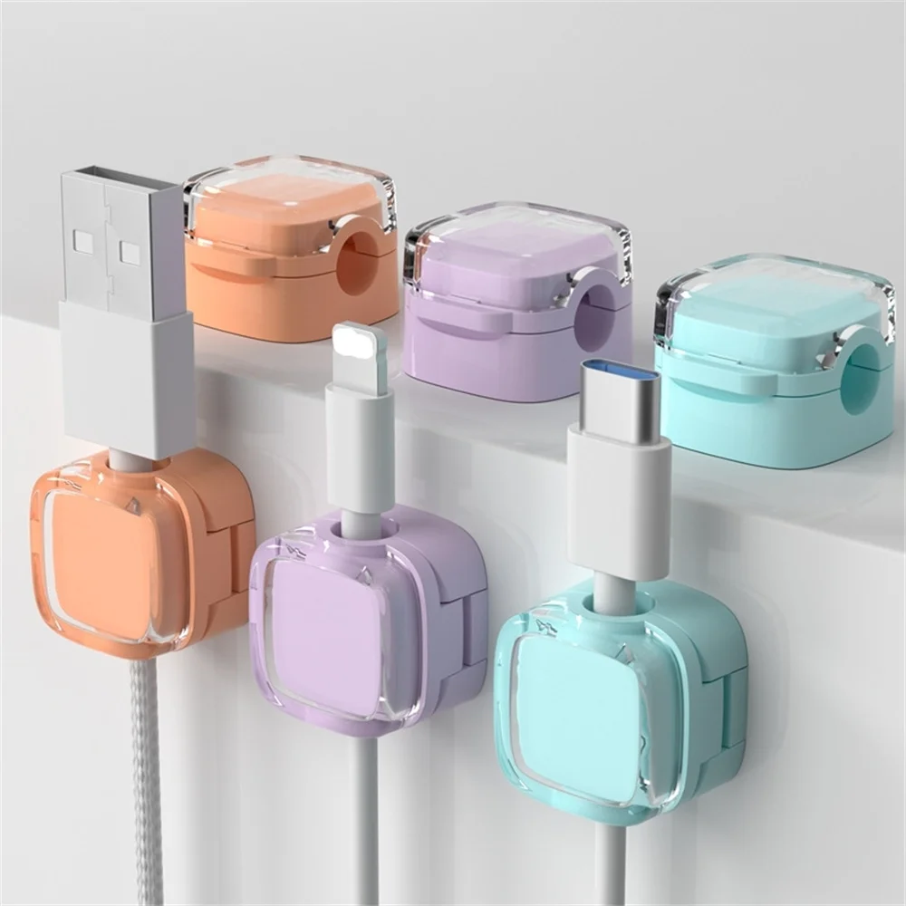 Colorful Magnetic Cable Clips Cable Smooth Adjustable Cord Holder Under Desk Cable Management Wire Keeper Cable Organizer