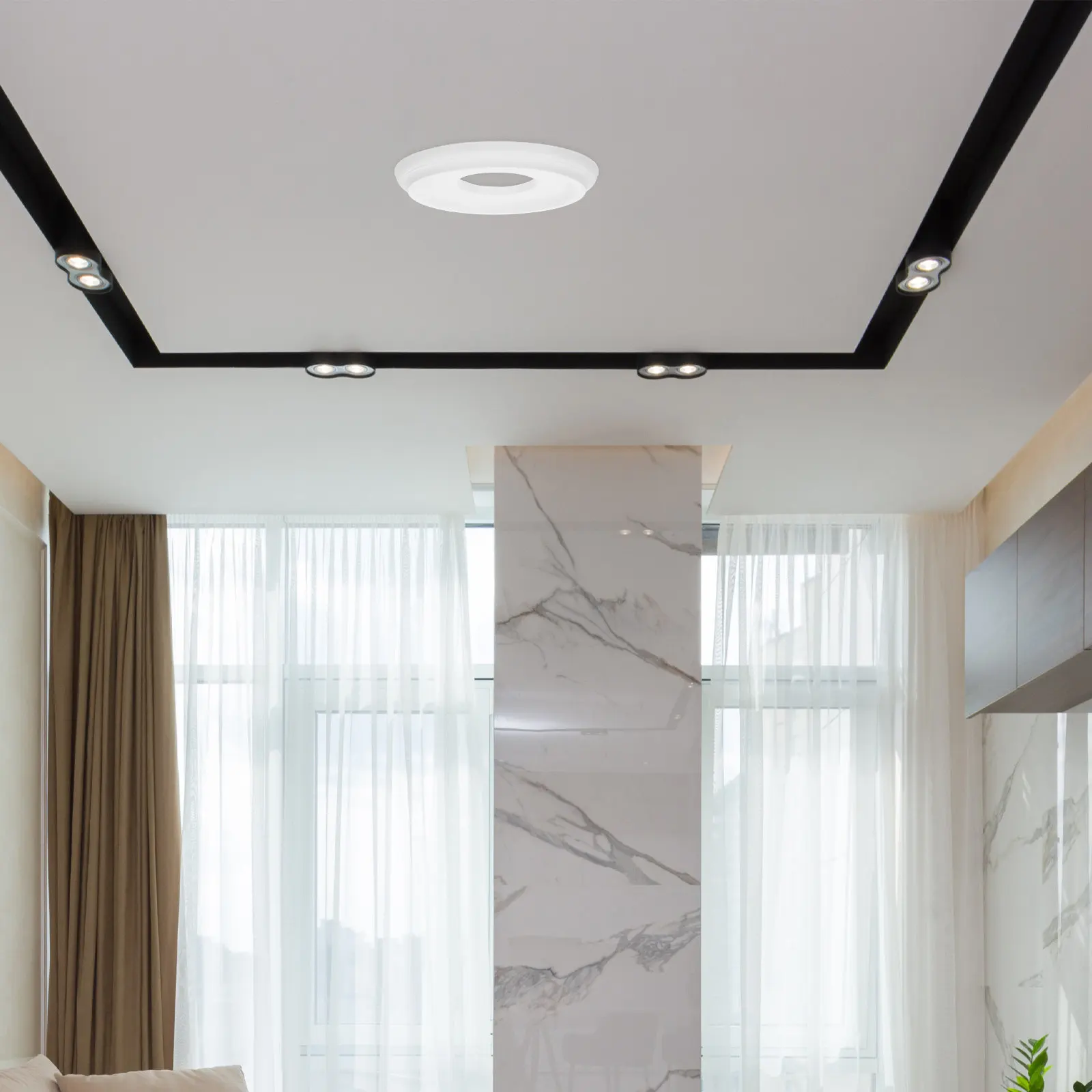 

Ceiling Light Cover Plate PU Material Vintage Industrial Style Lamp Canopy Pendant Light Round Plate for Restaurant Cafe