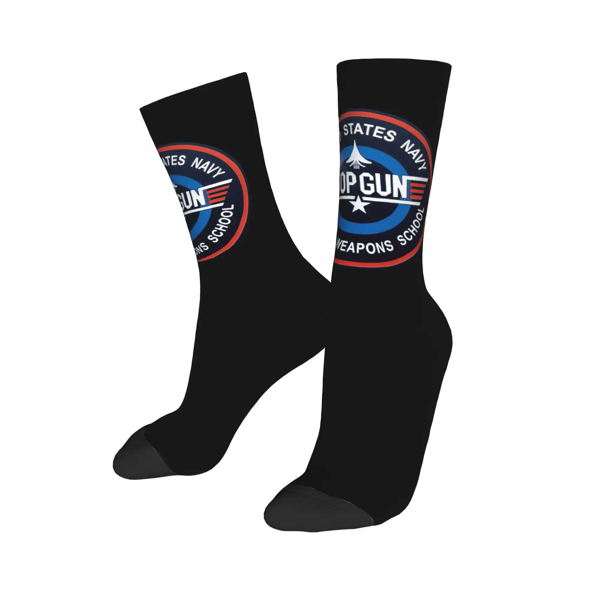 Custom Fun Men's Air Force Fighter Jets Top Gun Dress Socks Unisex Breathbale Warm 3D Printing Maverick Film Crew Socks view 3