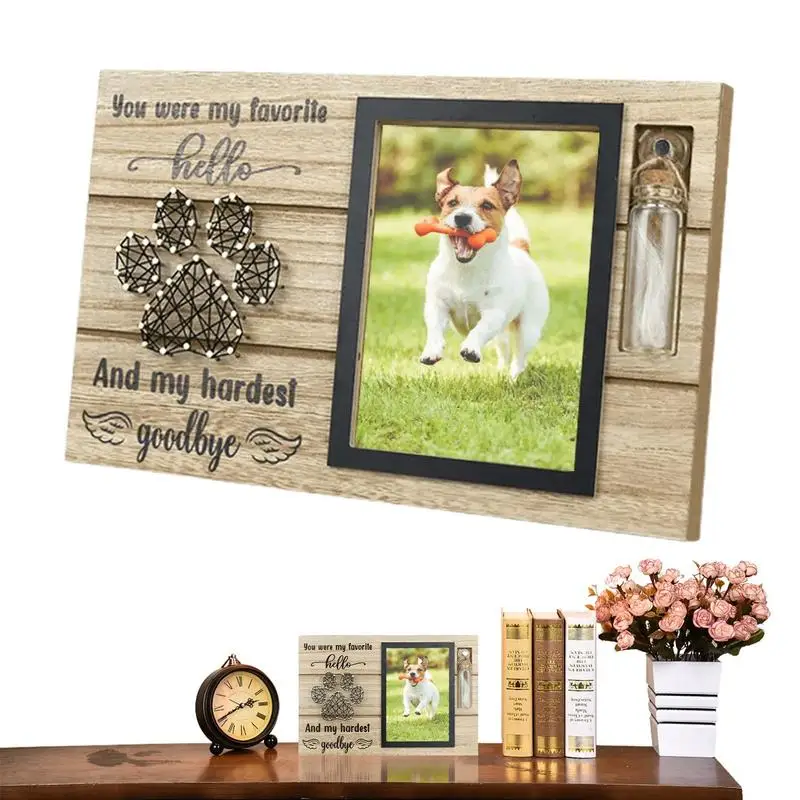 Dog Loss Picture Frame Sympathy Memorial Keepsake Remembrance Photo Frame For Dog Loss Wood Pet Keepsake With Pet Urns Bottle