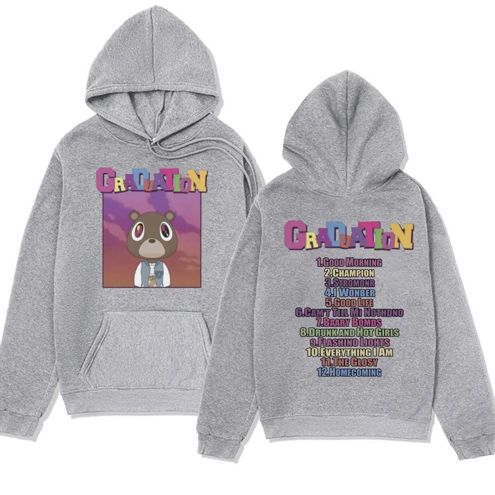 Hip Hop Rapper Kanye West Graduation Hoodies Men\'s Women Vintage Harajuku Hooded Sweatshirts Winter Fleece Pullover Streetwear