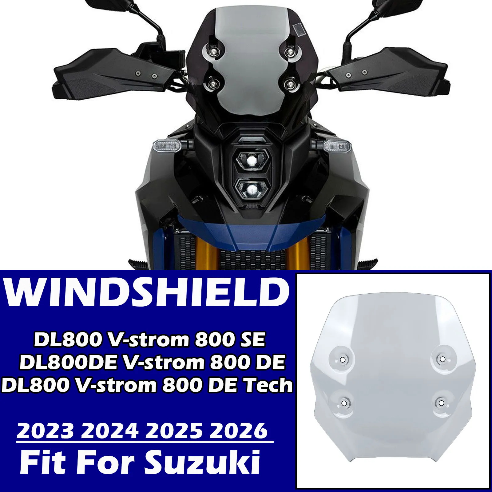 For SUZUKI DL800 V-STROM V strom SE DE TECH 2023-2025 800DE 800SE Motorcycle Sports Windshield Windscreen Visor Wind Deflector
