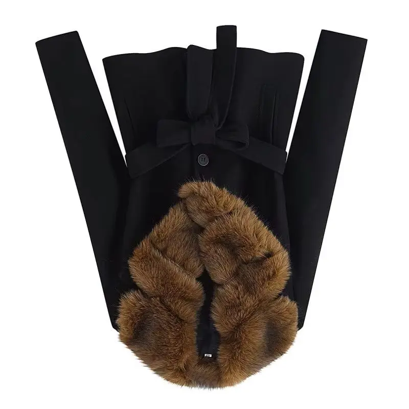 European and American Wind Speed Popular Fashion Trend Versatile Temperament Elegant Fur Collar Woolen Coat  Commuting Jackets