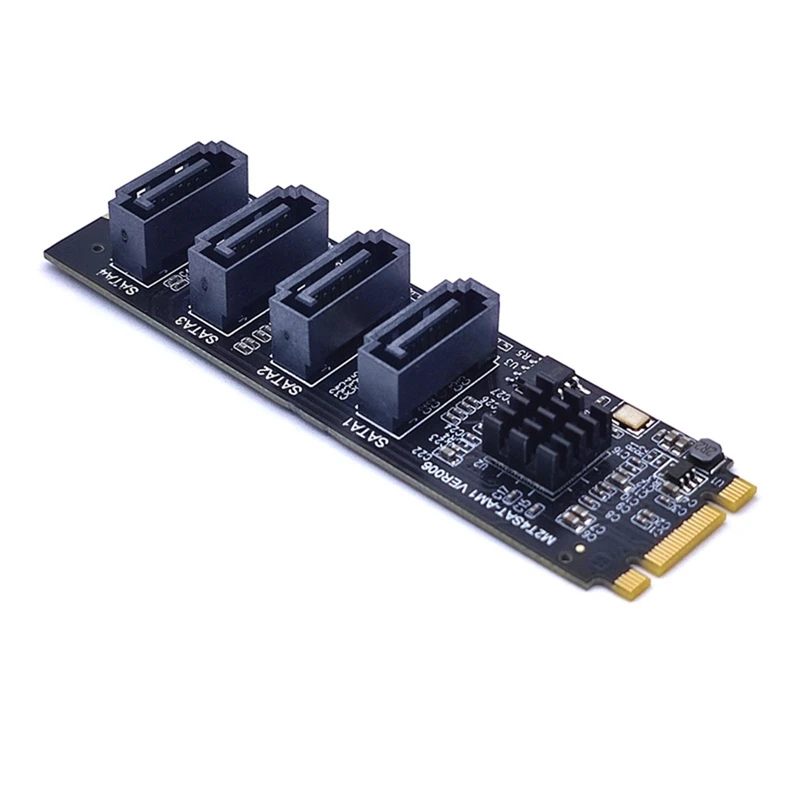 1 Pcs M.2 NVME To 4 Port SATA3.0 Adapter Card PCI-E To SATA3.0 Expansion To Hard Disk Riser Card Drive-Free JMB582