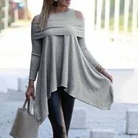 Dressy Tunics For Women Off Shoulder Womens Long Sleeve Blouses Formal Solid Tunic Tops To Wear With Women'S Shirt рубашка - Image 4