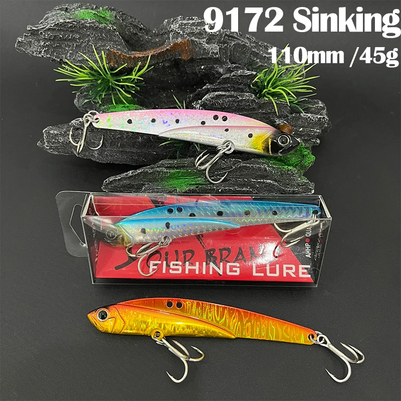 Isca Artificial de Metal Vibratória VIB de 45g e 110mm para Pesca de Robalo - Isca Sinking de Longo Arremesso com Ruído (Ratlin) e Ação Wobbler
