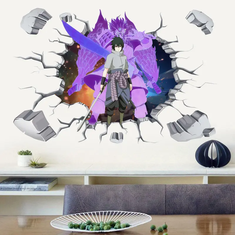 Naruto 3D stereoskopischer Wandaufkleber Persönlichkeit Naruto Studentenwohnheim Poster Tapete selbstklebende Innendekoration
