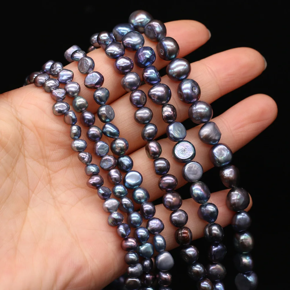 

100% Natural Black Freshwater Pearl Beads Two Sided Light Pearl Beads for Jewelry Making DIY Bracelet Necklace Accessories