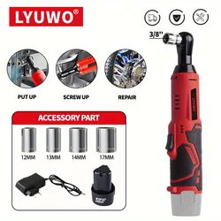 3/8 Rechargeable Electric , Ratchet Set, Angle Drill, Screwdriver To Remove Screw Nut, Automobile Maintenance Tool