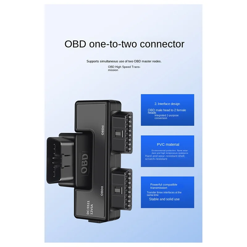 Obd2 واحد مقسم إلى اثنين من سلك محول 16 دبوس 16 كابل أساسي عالمي مع Dc5521-N35R