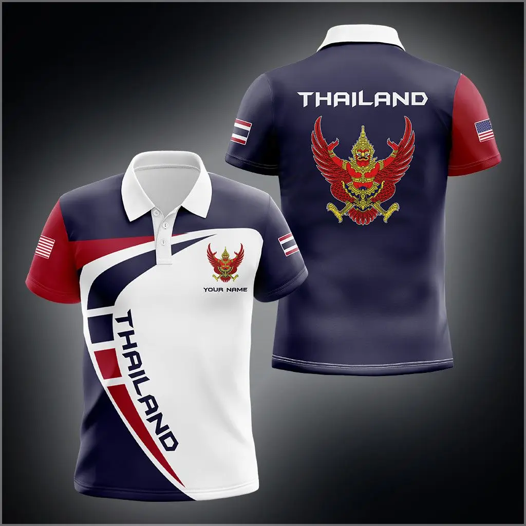 Custom Name Thailand Emblem Graphic Polo Shirt Summer Unisex Casual Streetwear Loose Fast Dry Sportswear Boys Cool Jersey