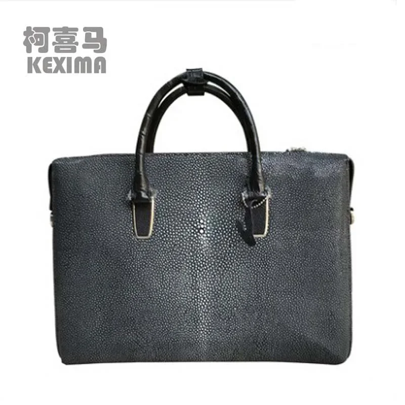 yongliang new pearl fish skin devil fish man handbag stingray leather bag one shoulder men hag male briefcase