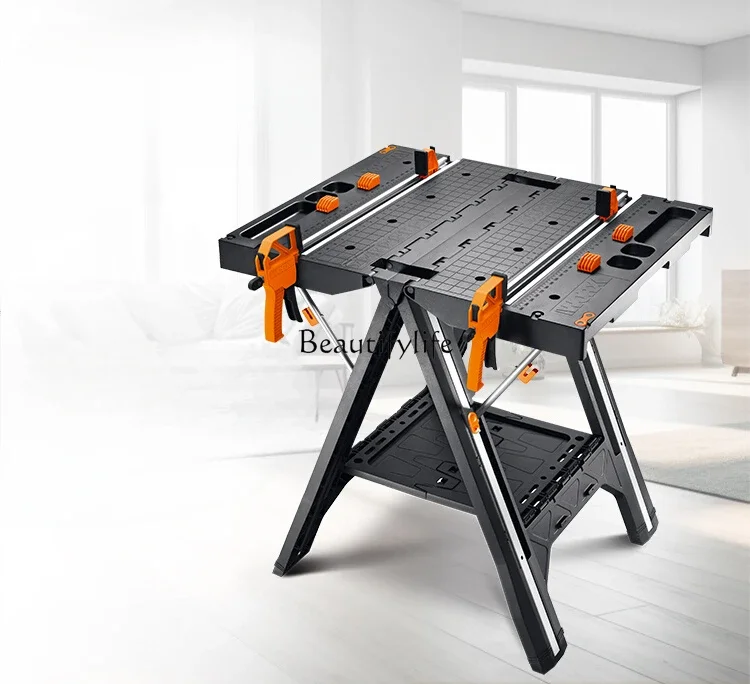 Multifunctional Working Tool Table Mobile Portable Woodworking Console Saw Bench Folding Tool