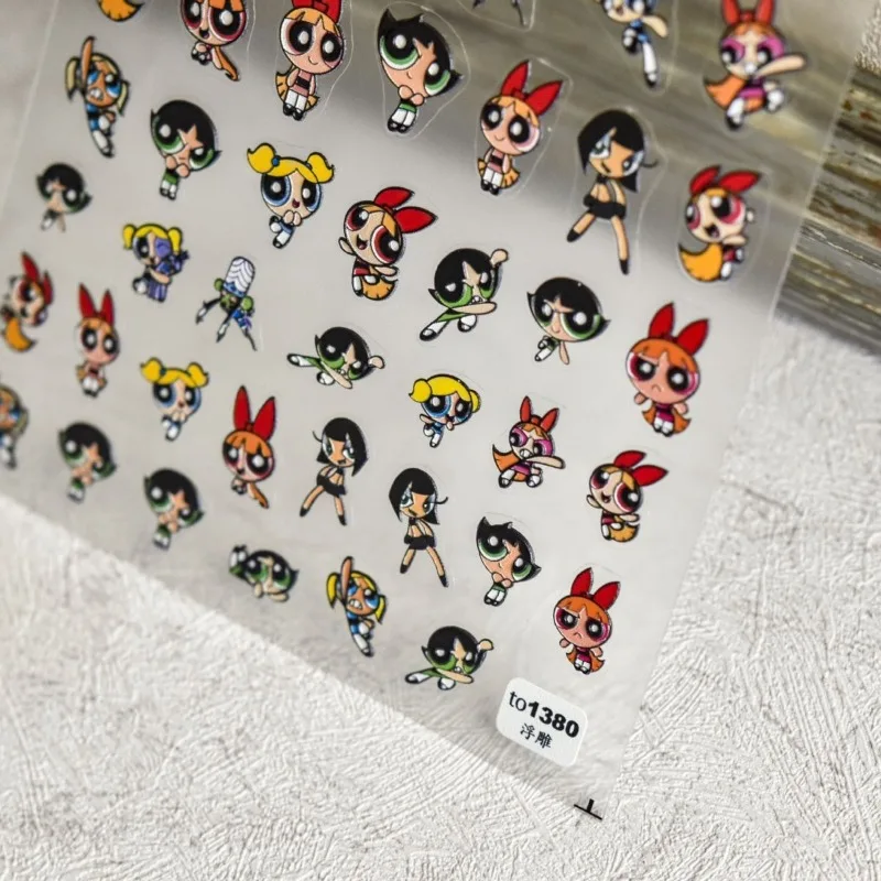 Powerpuff Girls Cartoon Nail Art Stickers Cute Nail Decals Suitable for Nail Art Fashion Design DIY Kawaii Accessories Gifts