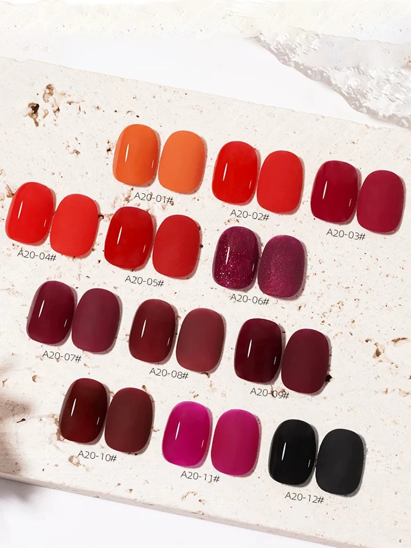 1/12 ชิ้น ชุดทำเล็บฤดูใบไม้ร่วงและฤดูหนาวปี 2025 สีแดงคาราเมล สีแดงน้ำตาล สีม่วง ยาทาเล็บเจลประกายเพชร