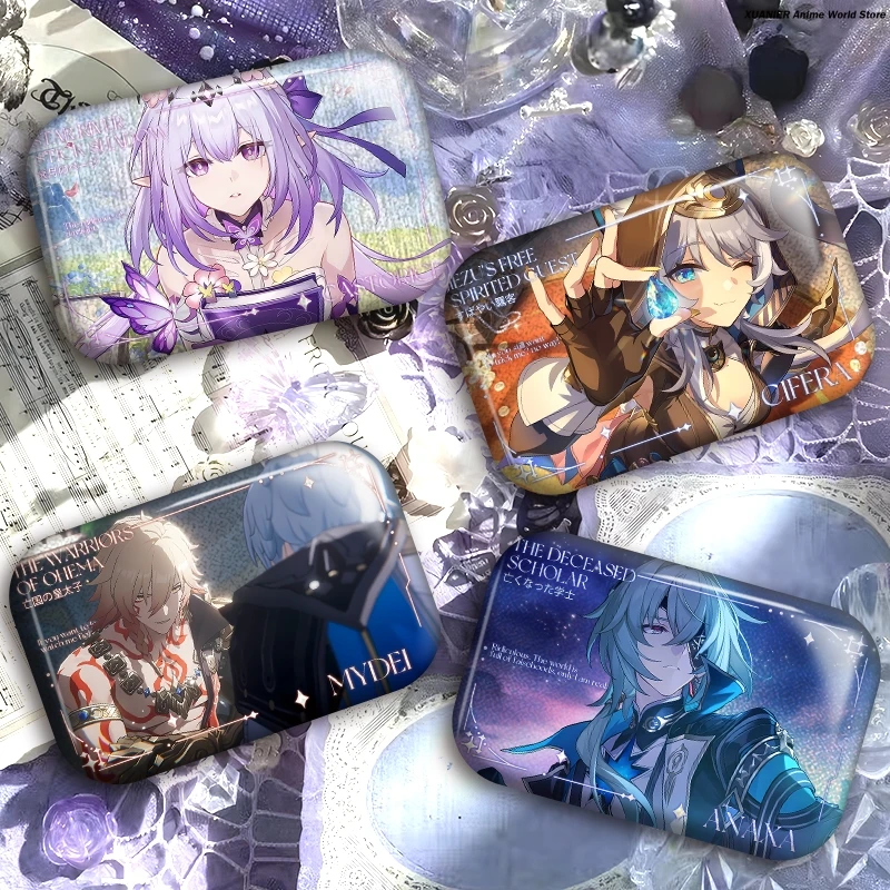 

Квадратный значок с двойной вспышкой, игра Honkai: Star Rail Cipher Castorice Anaxa Mydei, брошь на пуговицах, булавки, игровой орнамент, коллекция для косплея