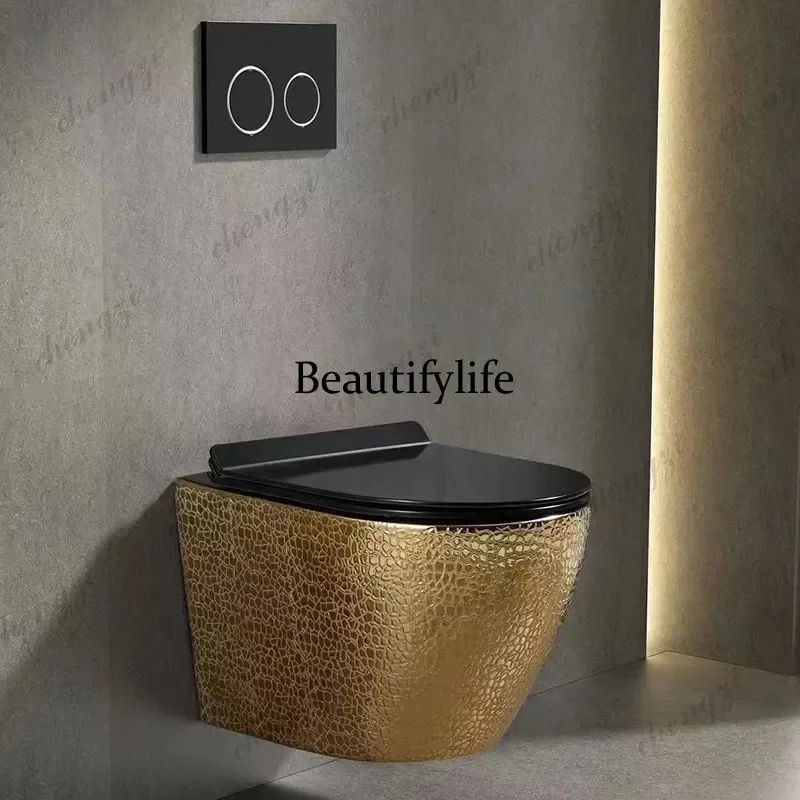 MM02 Black wall-mounted toilet, suspended golden toilet, wall-mounted concealed toilet