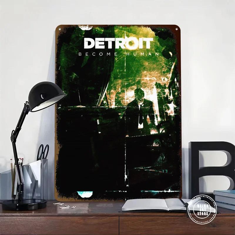Detroit Become Human Metal Poster Perfect Gift for Fans Lovers Customized Wall Art Metal Sign for Room Ornaments Home Decoration