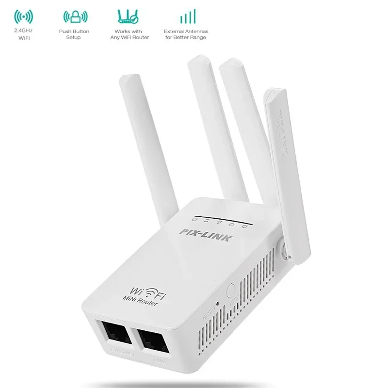 Wireless WIFI Router WIFI Repeater 300Mbps Booster Extender Home Network 802.11b/G/N RJ45 2 Ports 4 Antenna Signal Amplifier New