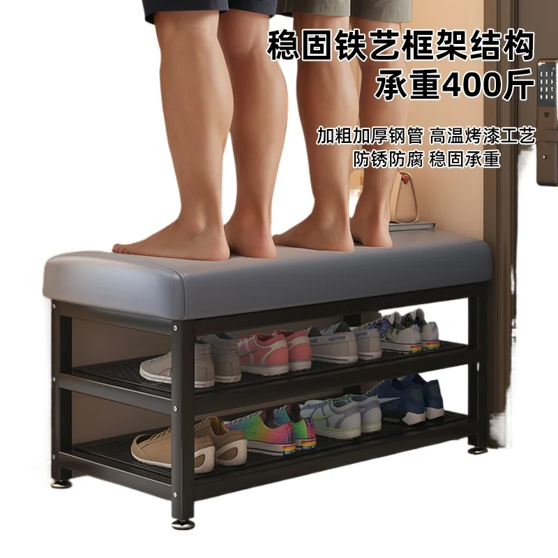Luxury Entryway Shoe Bench for Sitting and Putting on Shoes with Soft Upholstery Storage Compartment and Boot Slot for Home