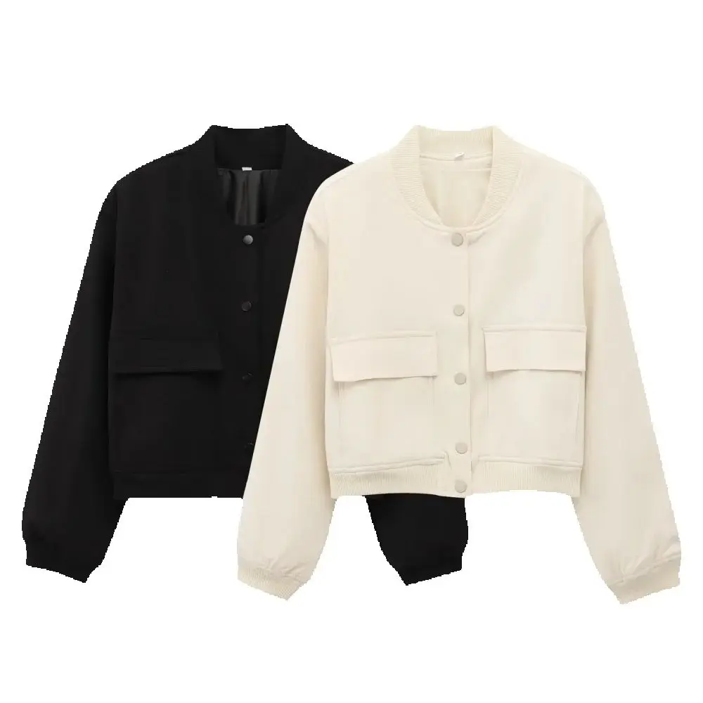 

Женская свободная куртка с круглым вырезом и длинными рукавами, карманом на пуговицах, осень/зима, новая модная куртка