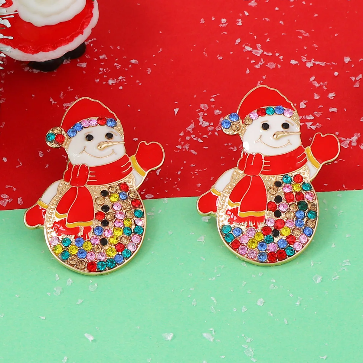 DIGADAGU المعادن عيد الميلاد حجر الراين ثلج وأقراط جديدة بسيطة أنيقة أقراط النساء السنة الجديدة حزب مجوهرات اكسسوارات