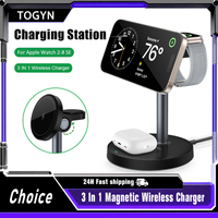 15W 3 In 1 Magnetic Wireless Charging Station Travel Fast Charger For Magsafe iPhone 16 15 14 13 12 Apple Watch 10-2 AirPods Pro