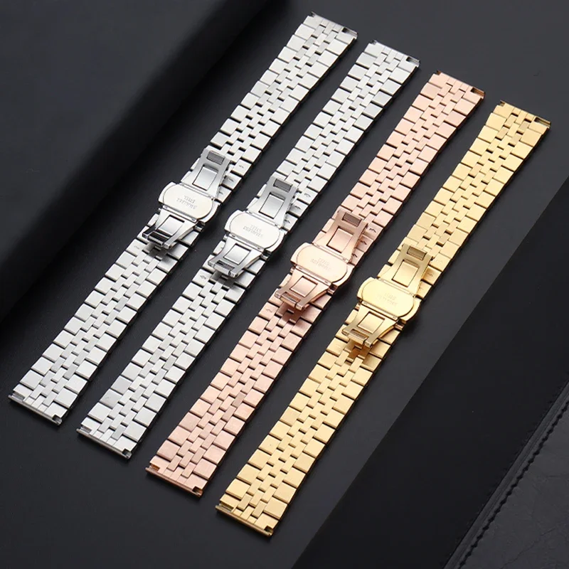 19/20/21/22mm Solid Stainless Steel Watch Band 12/13/14/16/17/18mm Strap Flat Curved End Semicircle Link Bracelet Replacement