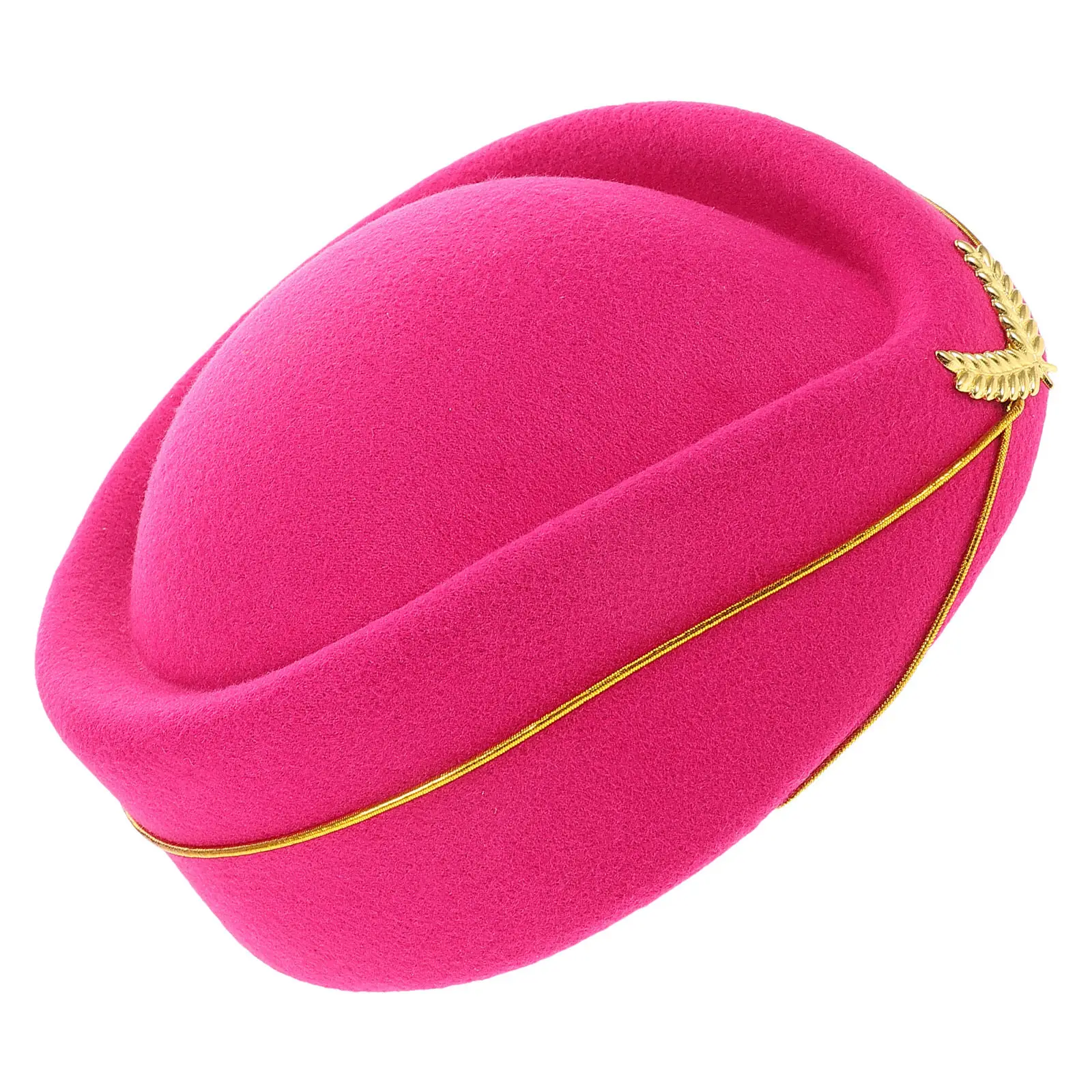 Flight Attendant Beret Hat for Women Felt Stewardess Cap Costume Uniform Accessory for Cosplay Party