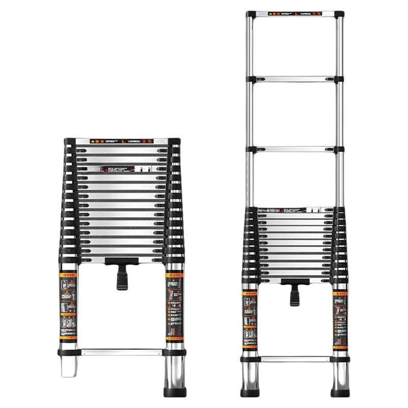

Retractable ladder Household herringbone ladder Thickened stainless steel straight ladder Portable lift staircase folding