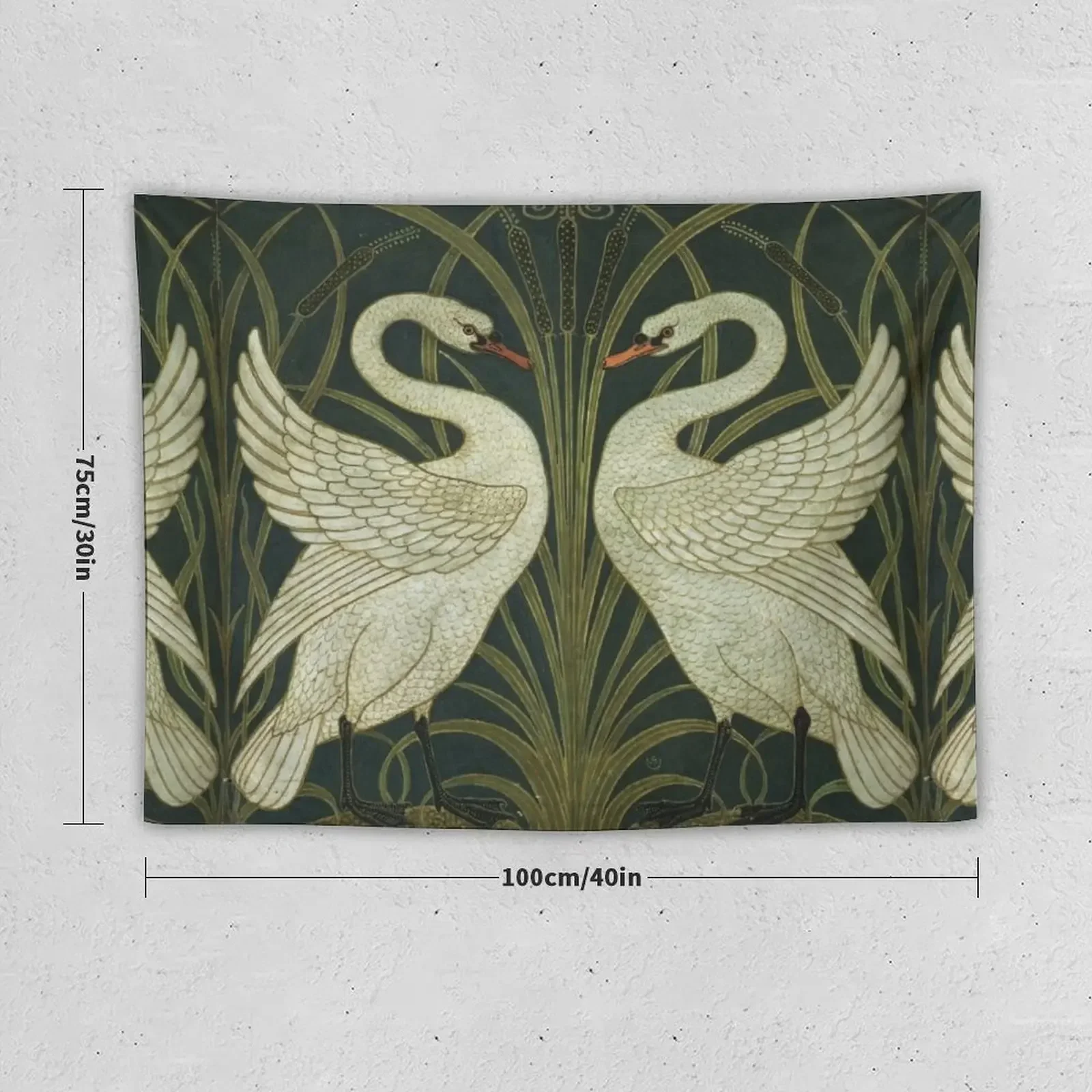 Art Deco - Swan, Rush, and Iris Tapestry Bedroom Decorations Korean Room Decor Tapestry