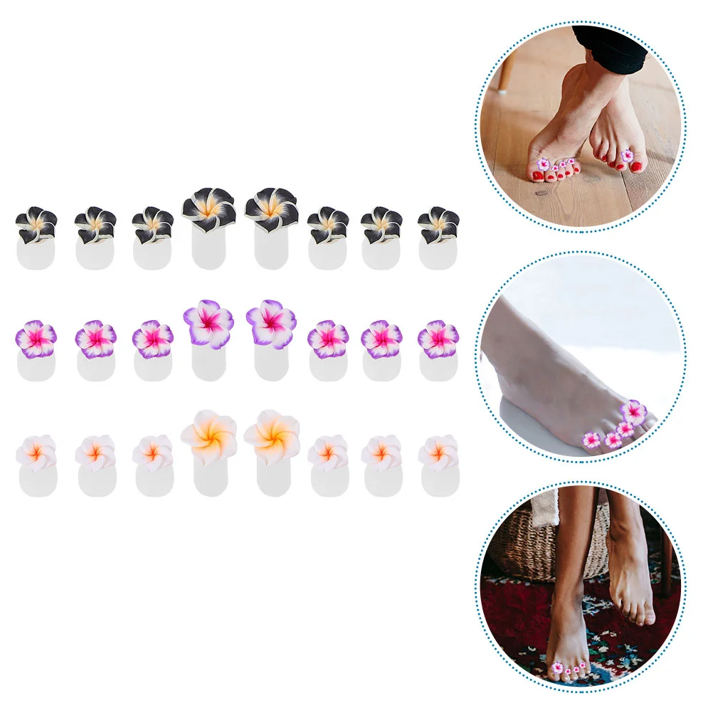 24 Pcs Splitter Divider One Set Each of Purple Soft Clay No 32) Women's Toe Separators Nail Polish Silica Gel Daisy for