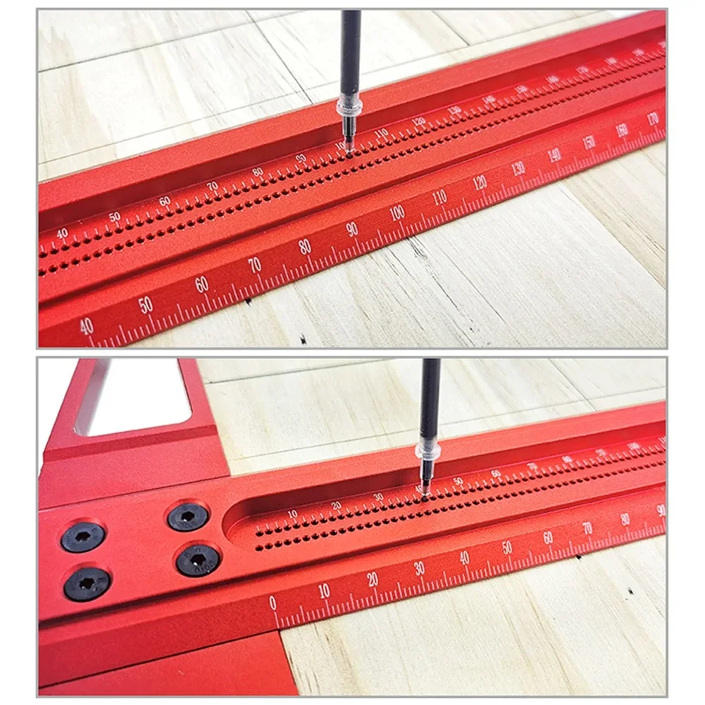 Aluminum Alloy T-Ruler Woodworking Hole Scribing Ruler Marking T-Ruler Precision Scribe Marking Gauge Practical