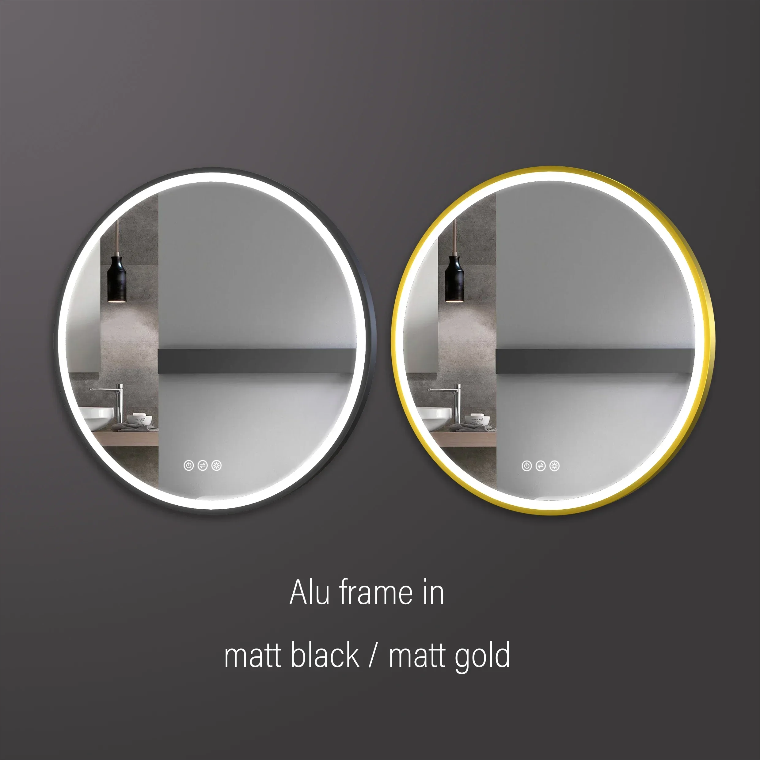 Direct Manufacture Low MOQ Anti Fog Contemporary Wall Smart  Bathroom Mirror Round  Framed Led Mirrors