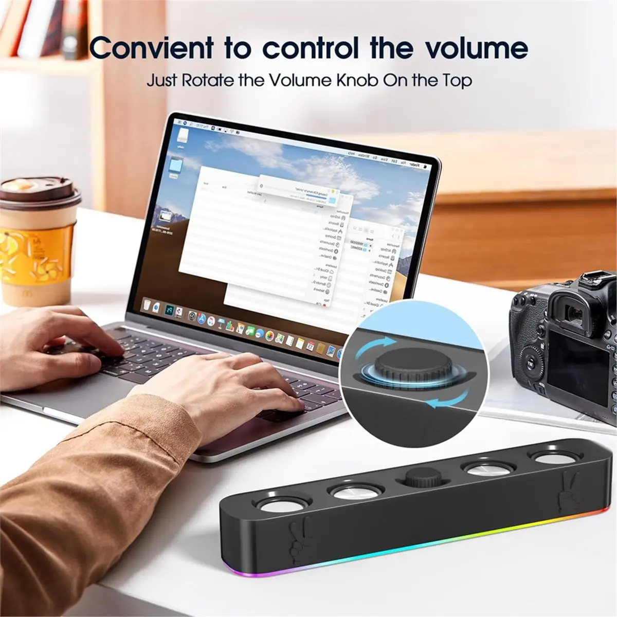 

Stable- USB Computer Speaker,Wired USB Bluetooth Computer Sound Bar with RGB Light for PC Laptop Computer Gaming