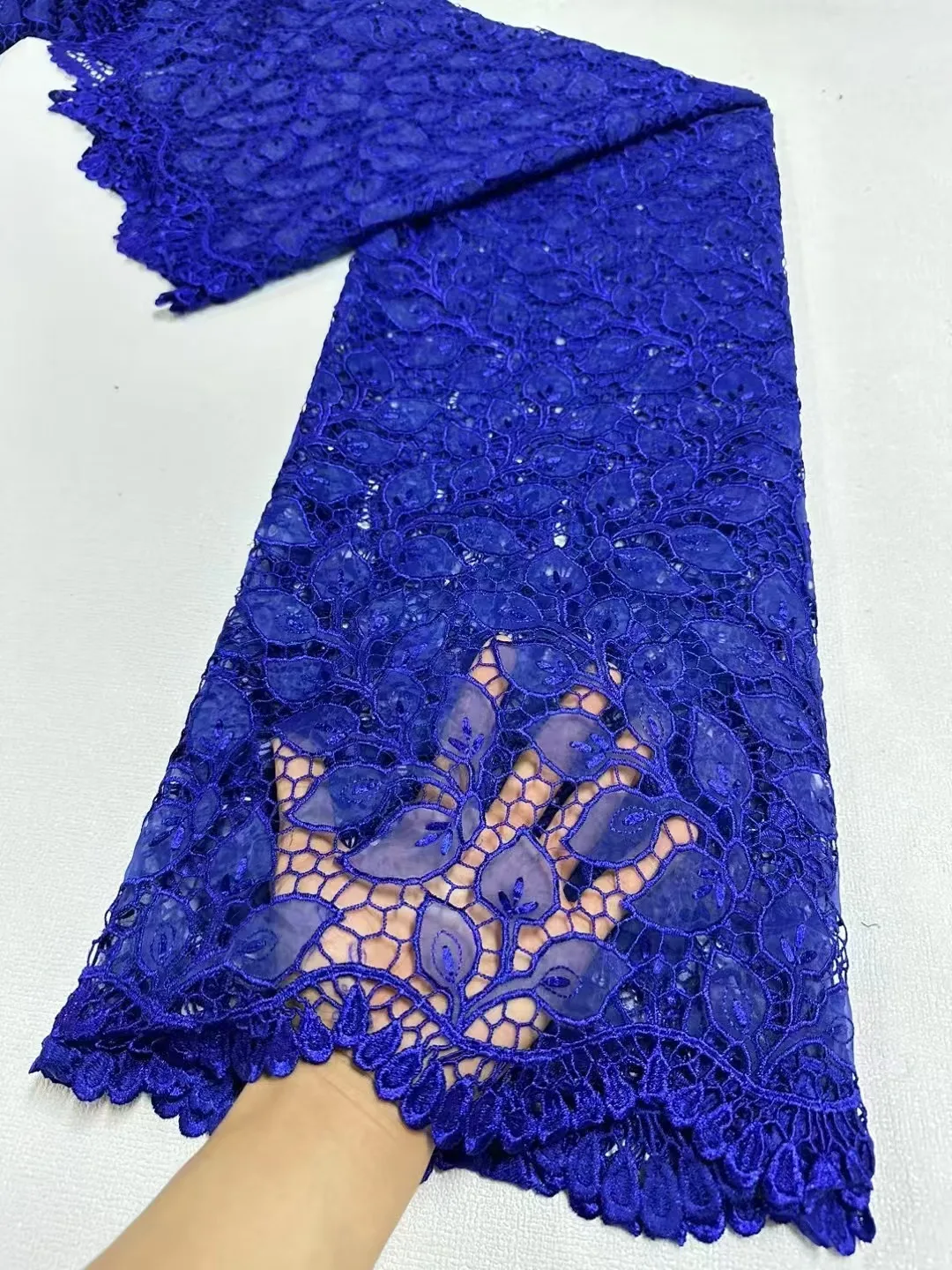 

African Guipure Net Lace Fabric 2024 High Quality Nigerian Water Souble Sequins Cord Lace Fabric 5 Yards For Sew Party Dresses