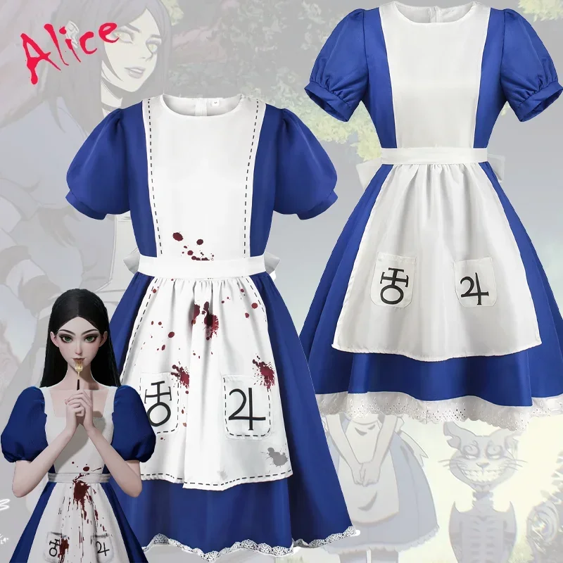 

CosplayGame Alice Madness Returns Cosplay Costume Maid Lolita Dress Apron Uniform Suit Carnival Halloween Party Outfits for Adul