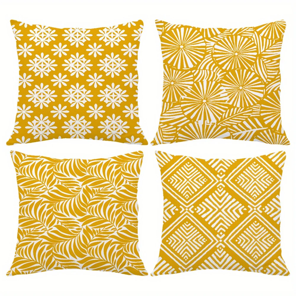 1/4pcs Mustard Yellow Tropical Palm Leaf Throw Pillow Cover Home farmhouse outdoor decoration cushion cover
