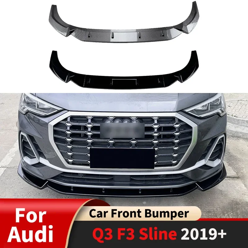 

Для Audi Q3 F3 Sline 2019+ Автомобильный трехступенчатый передний спойлер, передний бампер, разделитель губ, внешняя защита, украшение, модификация