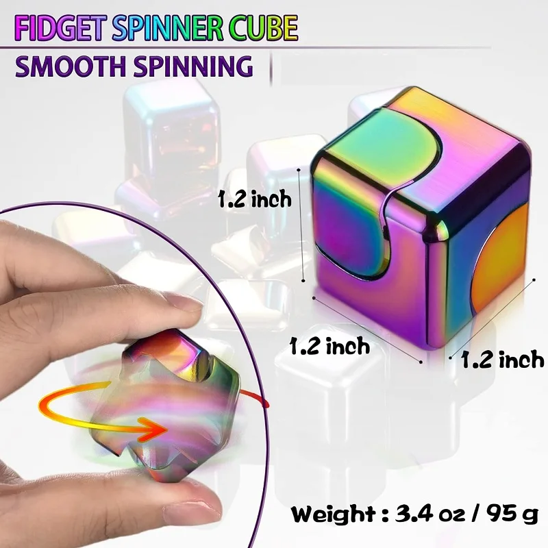 Cube Spinner 4-in-1 Decompression Spinning Toy Desktop  Metal EDC Hand Fidgets Spinner Build Flipo Flip Gift for Kids Adults.