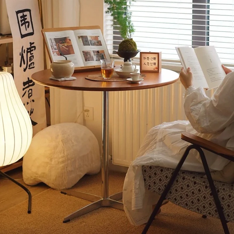 طاولة بار من الخشب الصلب بتصميم عتيق، طاولة قهوة من الفولاذ المقاوم للصدأ لمحلات شاي الحليب التجارية، مكتب تفاوض مكتبي حديث #4