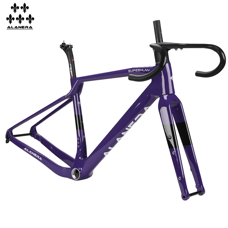 

Purple 2025 New ALANERAl gravel carbon fiber bicycle frame, off-road melon bike, road frame with handlebar seat tube