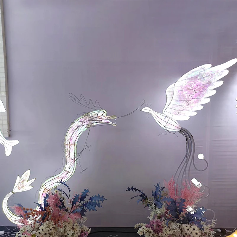 SAMAN  Modern Phoenix Wedding Lantern Area Props Street Lamp LED Stage lighting Festival Atmosphere Background Decoration