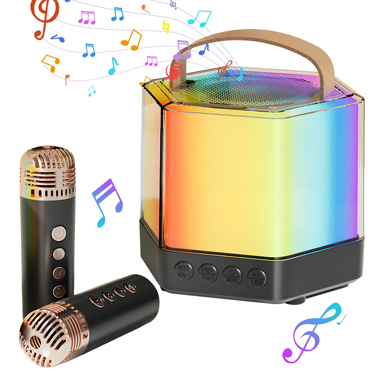 

Microphone Set Wireless Microphones Karaoke Portable Systems Machine with Speaker for Kids Body Toddler