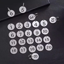 1-200 Stainless Steel 30mm Round Number Labels Hollow Out Number Plates Signs Hangtags For Keys Metal Number Tags Markers